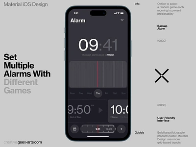Multiple Alarm app book branding clock design fashion illustration interface ios mobile news slide ui video web