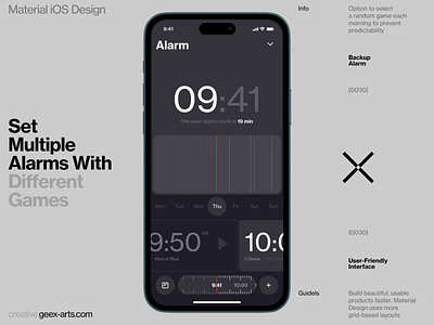 Multiple Alarm app book branding clock design fashion illustration interface ios mobile news slide ui video web