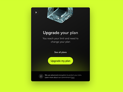 Vibrant Upgrade Pop Up button dark glass green ice modale paywall plan popup saas ui upgrade vibrant warning website