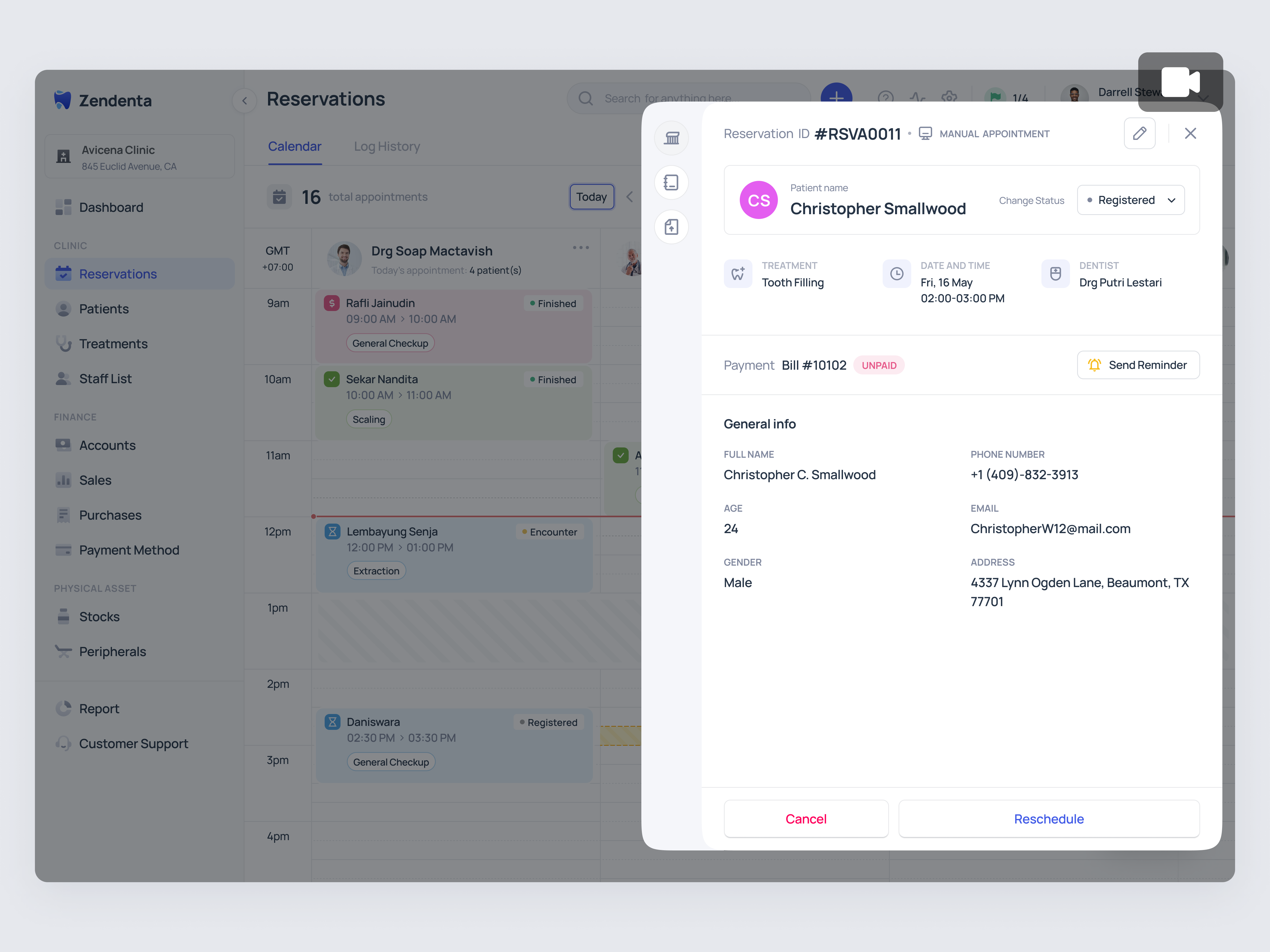 Zendenta - Patient Reservation Details for SaaS Dental Clinic clinic dental dentist ehr emr healthcare hospital management medical checkup medical records product design reservation detail saas saas dental saas design treatment ui ux web app web design
