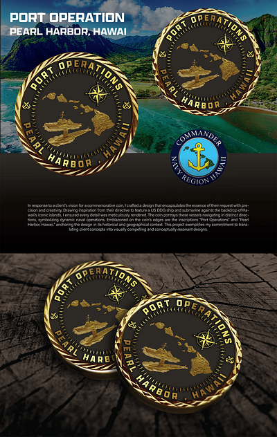 PORT OPERATION PEARL HARBOR, HAWAI 3d animation branding coin comemorative crypto design graphic design illustration logo ui