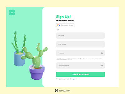 Sign Up Page / Website / #DailyUI 1 challenge daily dailyui figma plant sign in sign up ui web design webpage website
