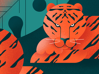 Tiger animal big cat character geometric illustration tiger wild