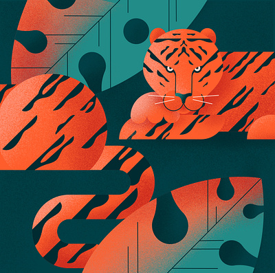 Tiger animal big cat character geometric illustration tiger wild