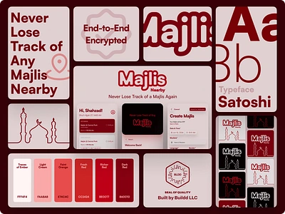 Majlis Nearby™️ Project app bento black branding creative culture design figma identity logo marketing muslims portfolio red social media ui ux vector web design