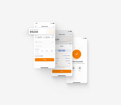 Bank transfer screens app bank banking fintech ui user interface