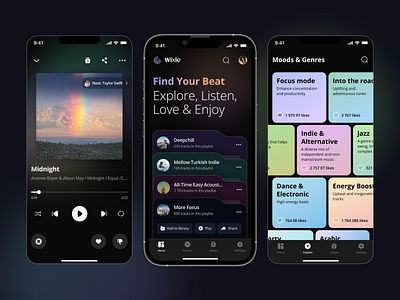 Wixie - Music Application app application color design gradient logo mobile mobile app music new popular style trend ui uiux ux
