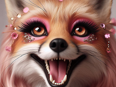 Incredibly beautiful fox ai art ai generated ai portraits concept art creative ai digital illustration fashion fox fox fan fox with makeup generative design innovative art makeup fox modern design neural networks wildly wonderful