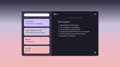 Daily UI #065 - Notes Widget adobe daily ui design graphic design notes widget ui ui challenge ui design