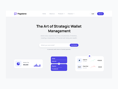 Hero Section with Stat cards finance page homepage design landing page ui