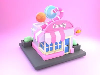 Candy Shop 3d 3d animation 3d art 3d assets 3d elements 3d illustrations 3d object 3d shop 3d website 3danimation 3dicons blender blender animation c4d candycrush candyshop cartoon gaming design illustration pastel