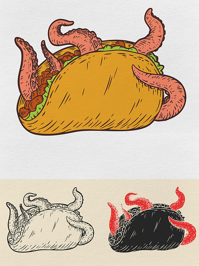 Tacos art cartoon food illustration mexican print procreate tacos tentacles vector