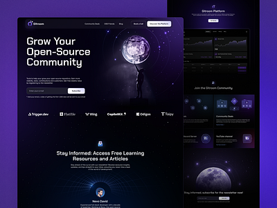 Gitroom landing page animation branding creativeagency dark designstudio digital design graphic design illustration opensource product design productdesign purple redesign space startupdesign ui ux visualidentity web desgn