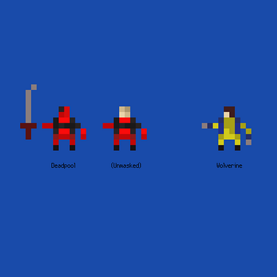 Deadpool and Wolverine batman dc deadpool marvel pixel art superhero wolverine