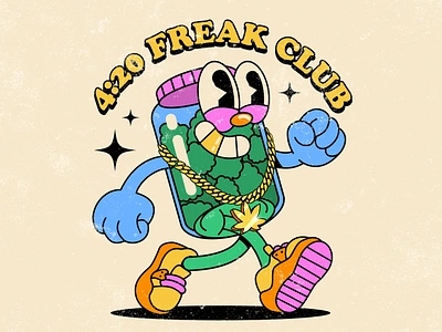 420 Freak club 1930s 420 branding cannabis cartoon character character illustration mascot old cartoon old school rubber hose t shirt tee vintage weed