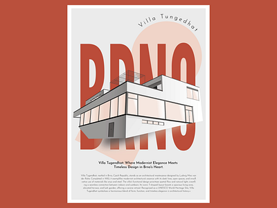 A Two-Color Challenge: My Villa Tugendhat Poster architecture poster brno color challenge creative journey design challenge design inspiration graphic design historical buildings minimalist design poster art poster design simple yet complex timeless design two color design unesco world heritage villa tugendhat