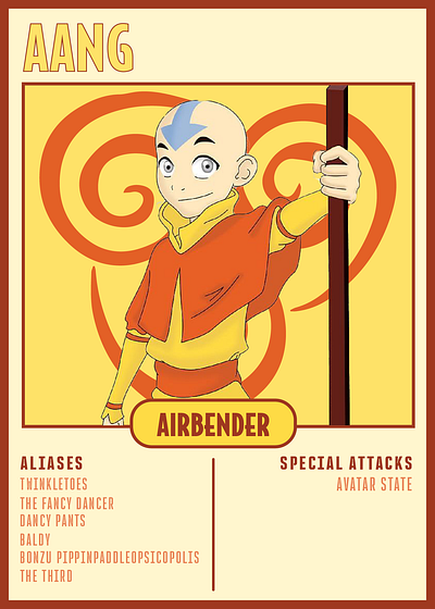 Avatar: The Last Airbender Trading Cards 3d animated show animation atla avatar branding card design design graphic design illustration illustrator layout design logo motion graphics photoshop trading cards ui ux vector