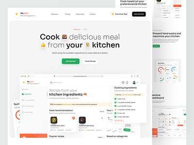 Re.Plan - SaaS Landing Page cooking dashboard hero section landing page landing page design recipe dashboard recipe design recipe planner saas saas dashboard saas dashboard design saas dashboard elearning saas dashboard landing page saas dashboard web design saas dashboard website saas recipe saas web saas website saas website design web design website design