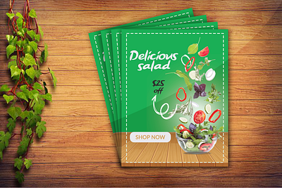 DELICIOUS SALAD Flyer Design mockup app branding business card design graphic design illustration logo ui ux vector