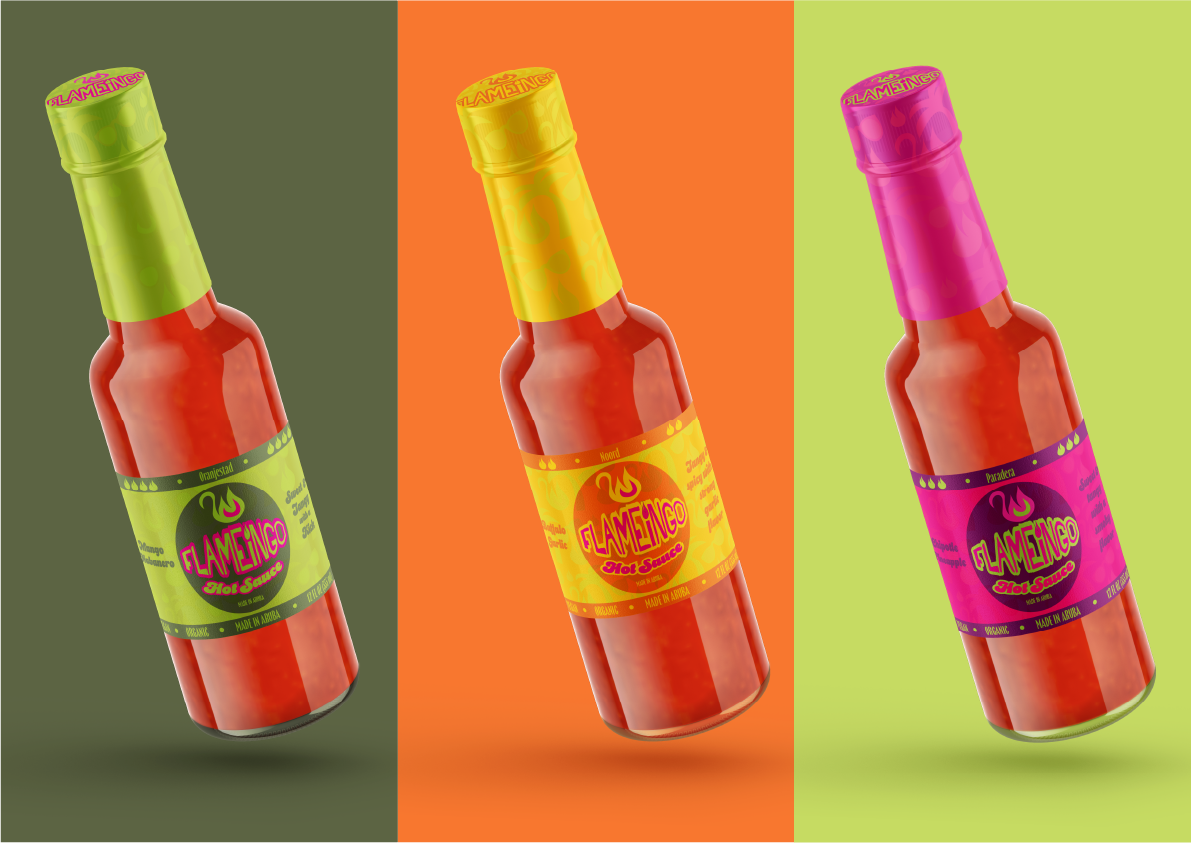 Example of Flameingo Hot Sauce Logo and Brand Design