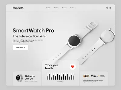 WatchX Homepage for Smart Watch 3d 3d watch branding clock creative design graphic design hero section logo online product smart watch typography ui ux watch watch pro watch website web website