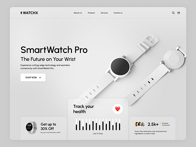 WatchX Homepage for Smart Watch 3d 3d watch branding clock creative design graphic design hero section logo online product smart watch typography ui ux watch watch pro watch website web website