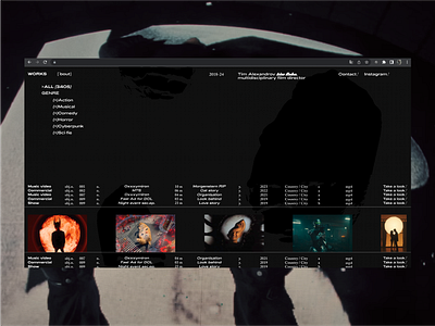 Portfolio-page concept: list concept dark desktop list portfolio page ui web design