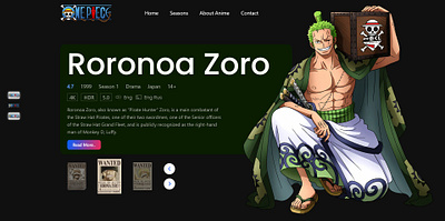One Piece Anime Web Slider Design anime hero section landing page one piece slider ui web design web slider website