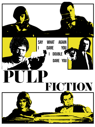 Pulp Fiction // Movie Poster Design adobe illustrator adobe photoshop branding design graphic design illustration illustrator layout design movie poster design photoshop poster design pulp fiction typography vector