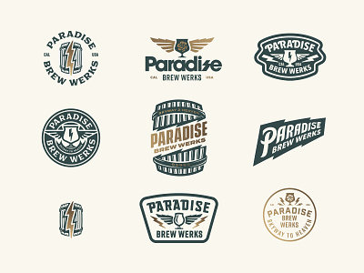 Paradise Brew Werks Logo Design badge design beer branding brewery brewery branding craft beer design graphic design icon design kevin kroneberger lettering lightning logo design type typography visual identity
