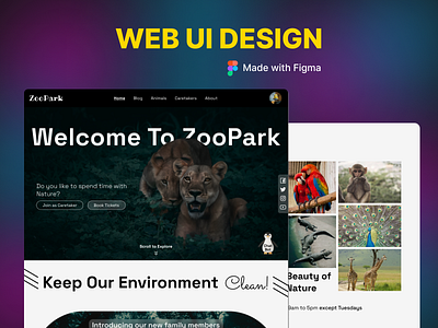 Zoopark website app design design logo ui ux web design