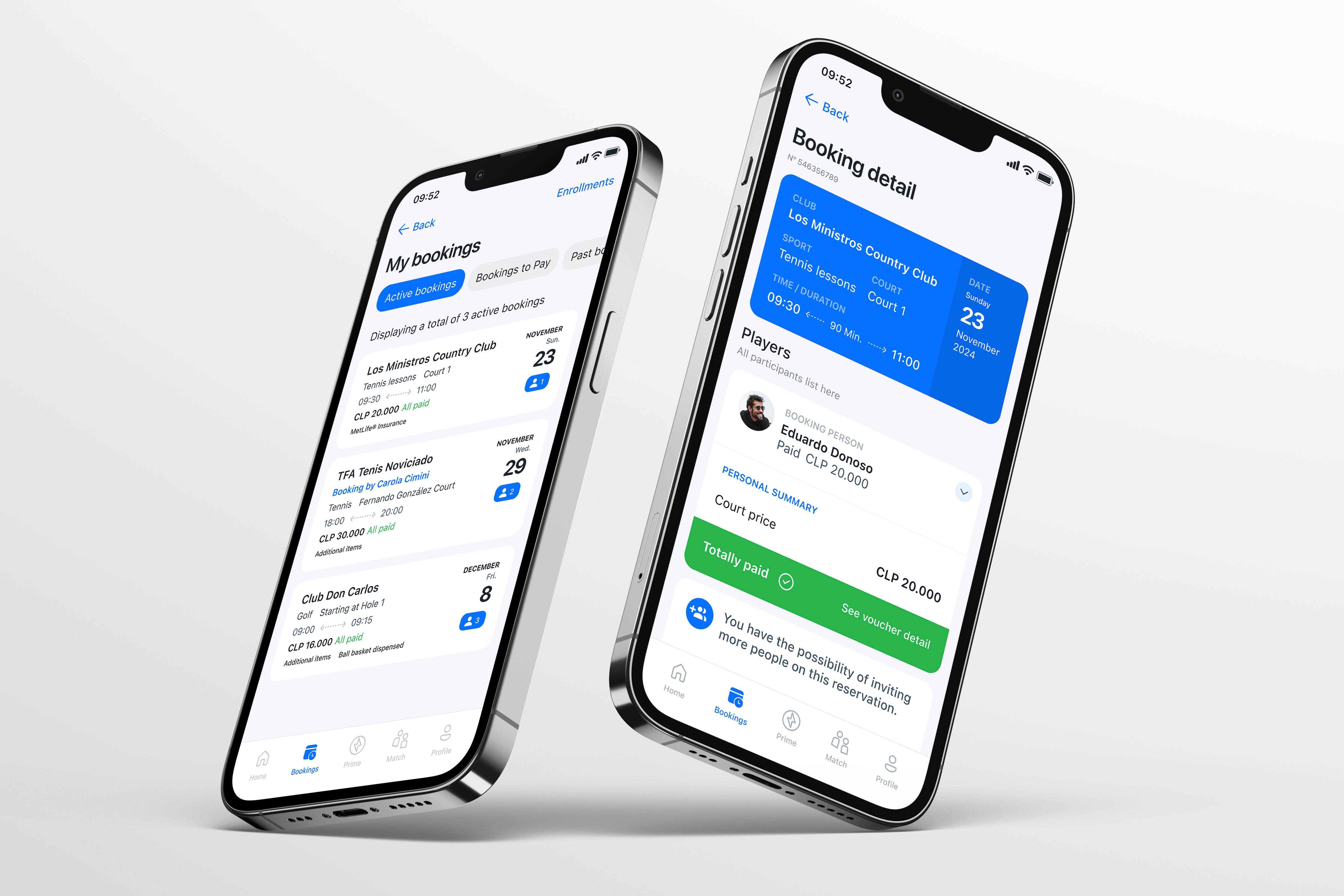 My bookings / detail app app design blue booking green mobile mobile design sports ui user experience user interface ux uxui white