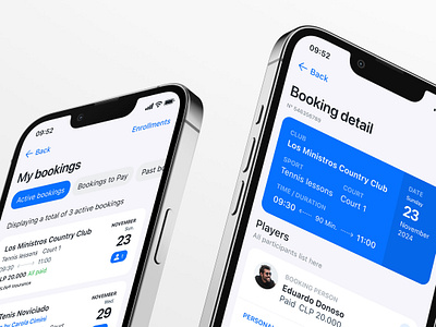 My bookings / detail app app design blue booking green mobile mobile design sports ui user experience user interface ux uxui white
