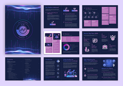 Crypto Whitepaper Design Unveiled blockchain crypto cryptocurrency design futuristic graphic design ico illustration investor layout presentation staking token trade uiux web 3 web3 white paper whitepaper