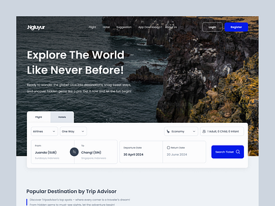 .Ngluyur - Travel Agency App design minimal travel travelling ui ux web design