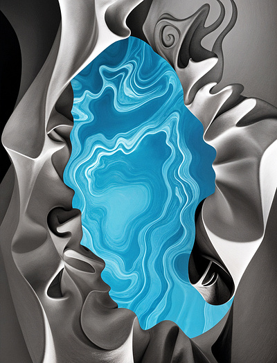 Broken Mirror abstract blue illustration liquid shapes