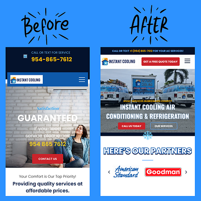 Instant Cooling Before & After branding design graphic design illustration logo ui ui design web design webdesign website design website development websitedesign wordpress wordpress design wordpress website