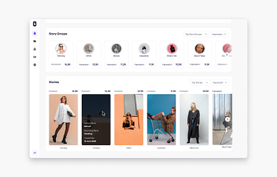Story Dashboard analytics carousels dashboard dashboard design dashboard ui datavisualization ecommerce home hover impression metrics overview performance product design stories story management ui ui design ux webdesign