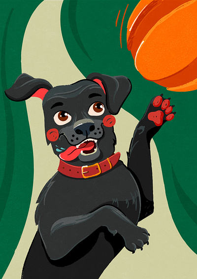 Dog with a ball vector