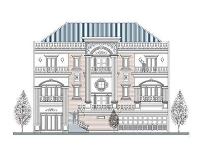 Modern classic house 026 architect architecture asymmetrical balance classic design drawing facade greek home house inspiration modern neoclassic proportion roman scale technical unity vector