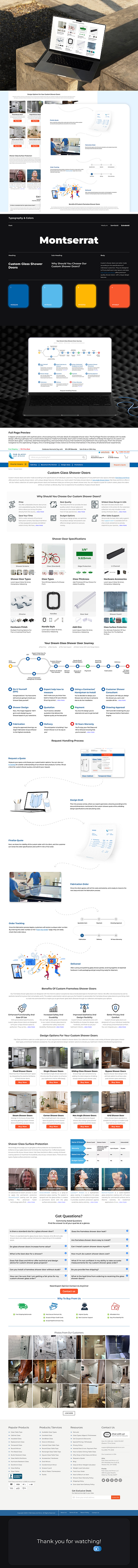 Custom Shower Door Landing Page UI UX Design custom cut custom order custom ui glass landing page marketplace minimal ui mirror shower door web ui web ux