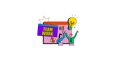 Team Work 2D Animation 2d animation brainstorming business collaboration flat gif idea illustration lottie man motion strategy success team team work woman work together workers working process