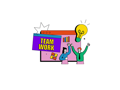 Team Work 2D Animation 2d animation brainstorming business collaboration flat gif idea illustration lottie man motion strategy success team team work woman work together workers working process