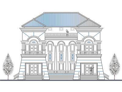 Modern classic house 021 architect architecture balance classic design drawing facade greek home house inspiration modern neoclassic proportion roman scale symmetrical technical unity vector