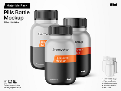 Pills Bottle Mockup 3d bottle mockup branding download evermockup glossy graphic design illustration matte metallic mockup pills bottle plastic bottle supplement template