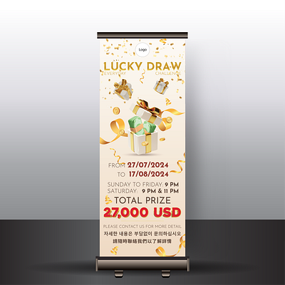 Lucky Draw Roll-up Standee branding design graphic design vector