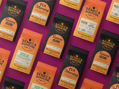 Seneca Sunrise beans branding coffee packaging sunrise