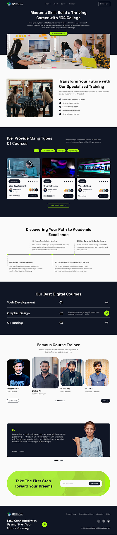 Computer College website redesign college education landingpage school ui uiux ux web design