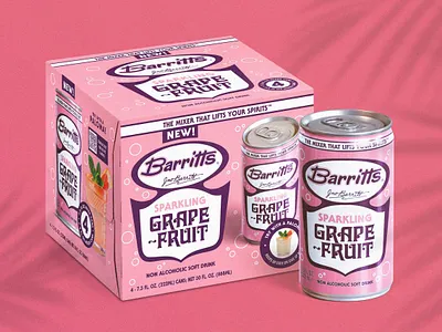 Barritts beach beverages bright design drink grapefruit mixer packaging retro