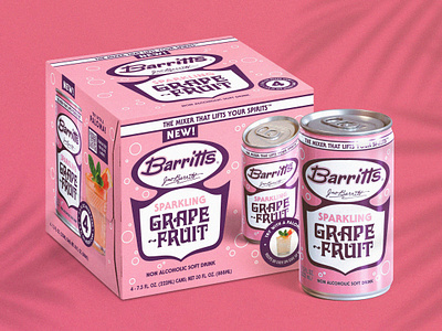 Barritts beach beverages bright design drink grapefruit mixer packaging retro